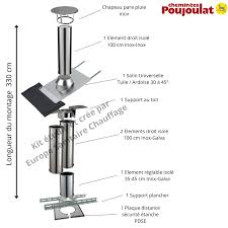 Kit conduit poêle à bois Poujoulat Inox-Galva Ø150 mm complet cheminée