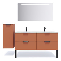 vidaXL Meuble Salle de Bain Double Vasque 140 cm Bois Chêne Sonoma