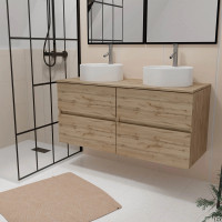 Aurlane Meuble Salle de Bain 150 cm sur Pieds avec Double Vasque
