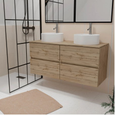 Aurlane Meuble Salle de Bain 150 cm sur Pieds avec Double Vasque