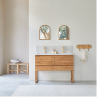 Tikamoon Meuble Salle de Bain Arrondi 120 cm en Bois Massif Edgar