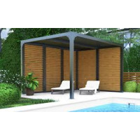 Pergola bioclimatique bois et aluminium Habrita PER3630BI – structure bois lamelles alu