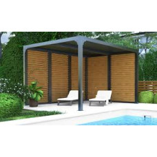 Pergola bioclimatique bois et aluminium Habrita PER3630BI – structure bois lamelles alu