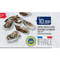 Huîtres Marennes Oléron Fine de Claire N°3 IGP Douzaine